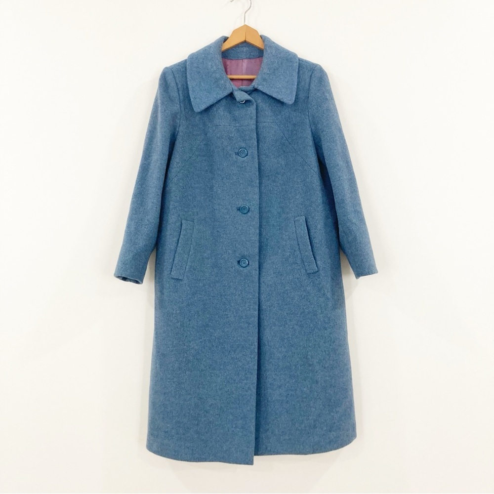 Vintage Blue Wool Blend Coat Size 12 Womens